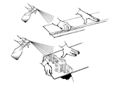 Illustration of a person scribing and breaking asbestos cement