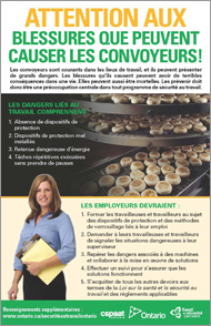 Affiche : Attention aux blessures que peuvent causer les convoyeurs